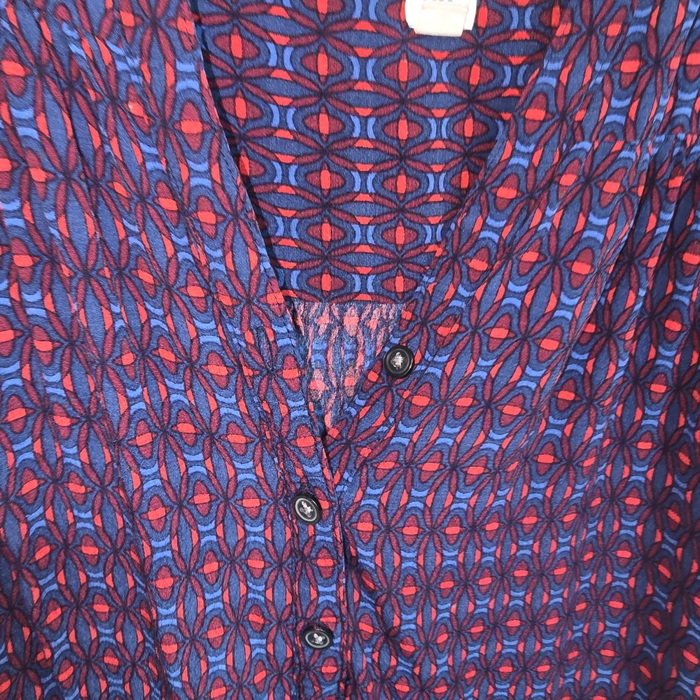 GAP Red and Blue Leaf Pattern Shirt